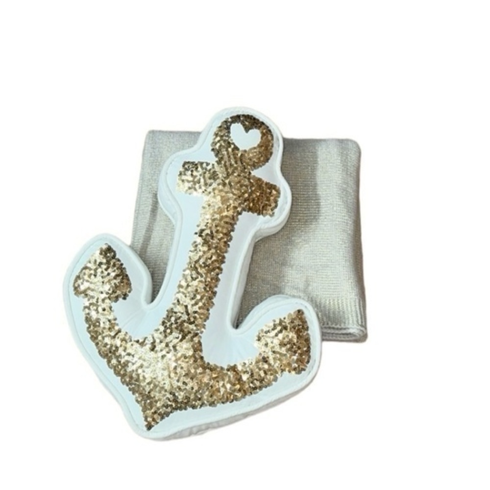 Pottery‎ Barn Teen x Emily Meritt Anchor Pillow & Throw Blanket 50” x 60”